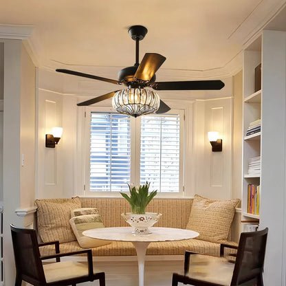 Eloer Vintage Crystal Ceiling Fan with Light