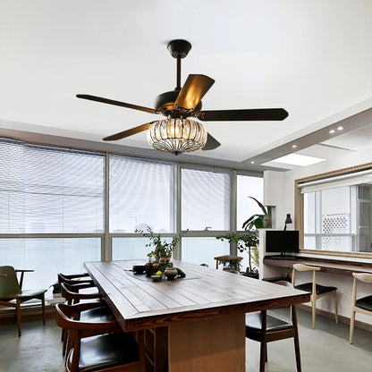 Eloer Vintage Crystal Ceiling Fan with Light