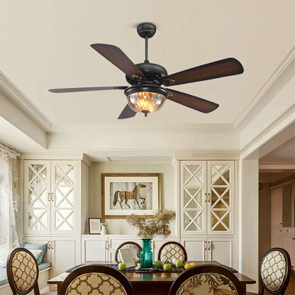 Eloer Vintage Wood Ceiling Fan Lamp for Living Room