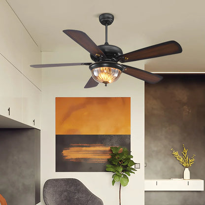 Eloer Vintage Wood Ceiling Fan Lamp for Living Room
