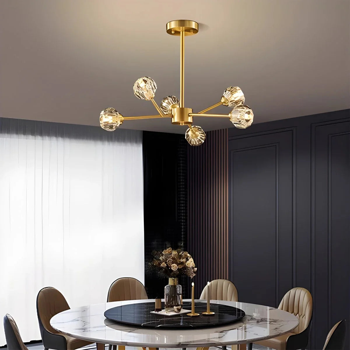 Eloer Crystal Ball Round Cluster Chandelier