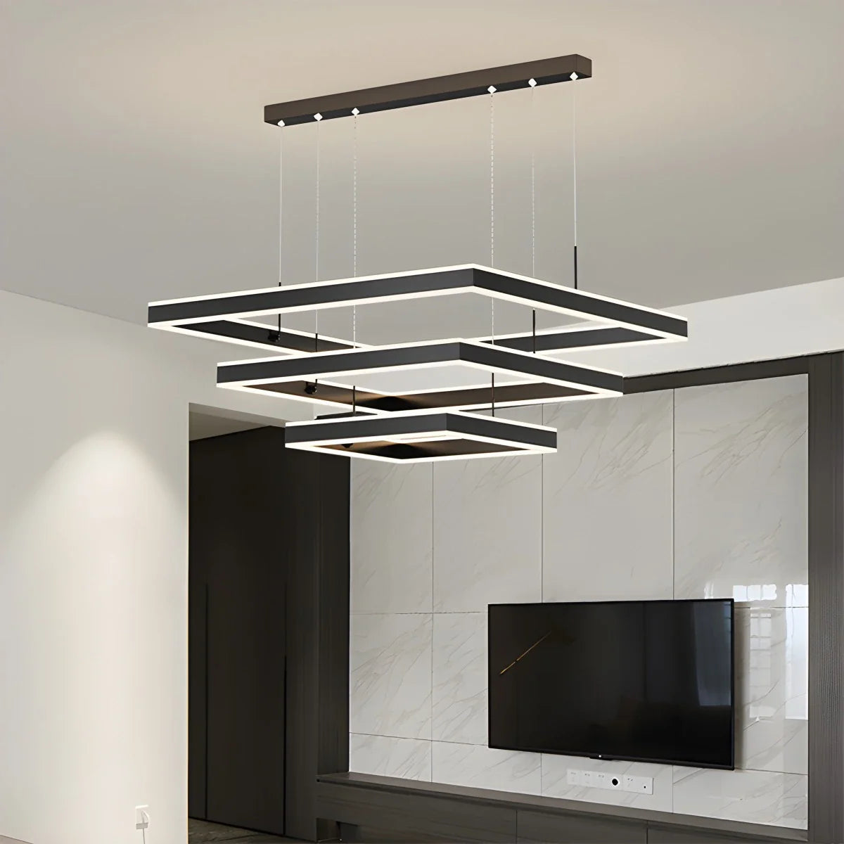 Eloer Tiered Black Square Pendant Lamp for Living Room