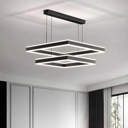 Eloer Tiered Black Square Pendant Lamp for Living Room