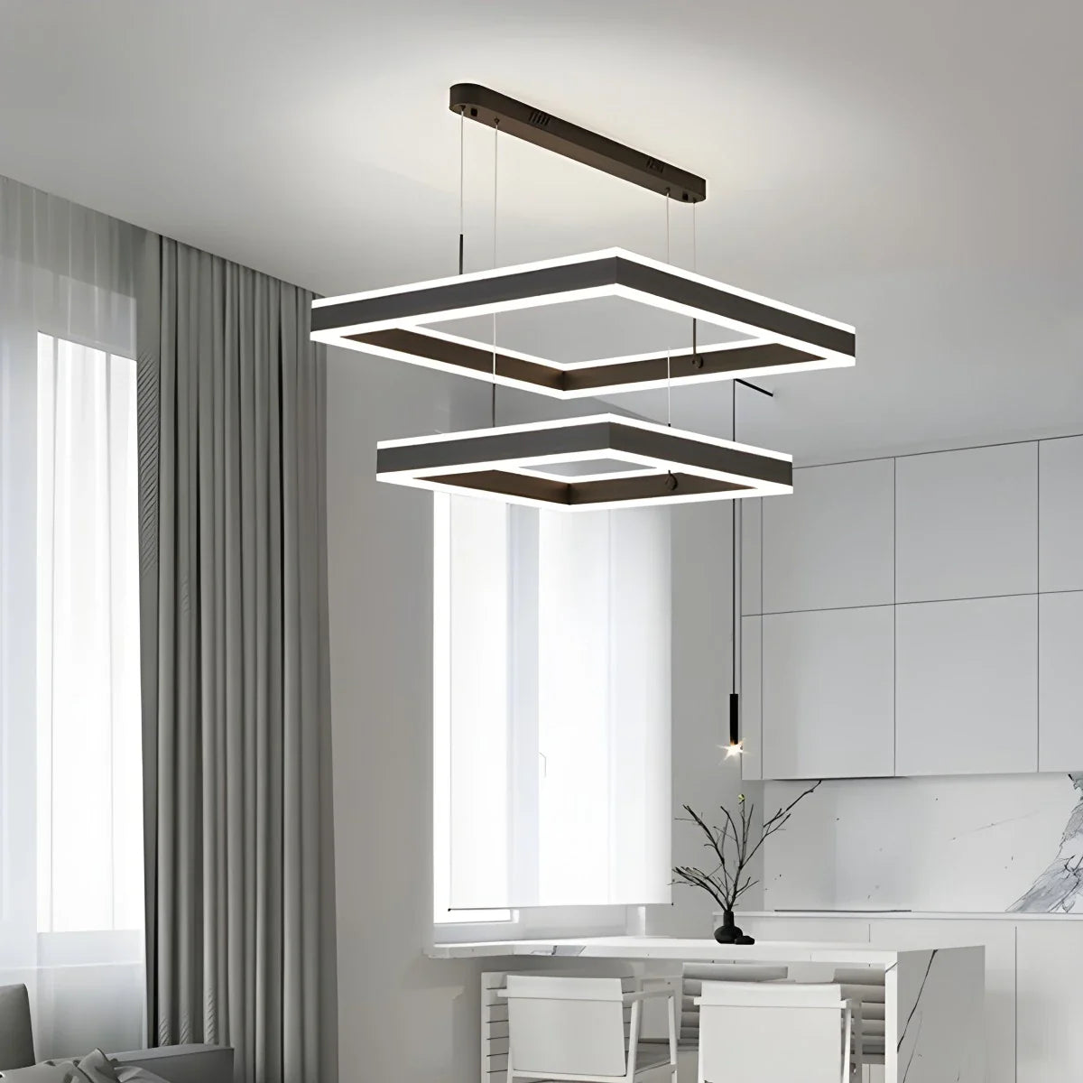 Eloer Tiered Black Square Pendant Lamp for Living Room