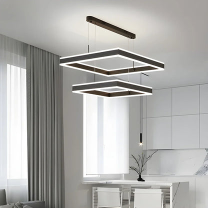 Eloer Tiered Black Square Pendant Lamp for Living Room