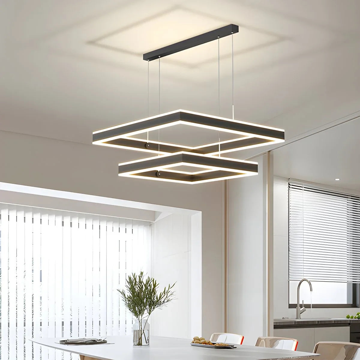 Eloer Tiered Black Square Pendant Lamp for Living Room