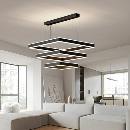 Eloer Tiered Black Square Pendant Lamp for Living Room