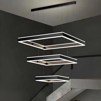 Eloer Tiered Black Square Pendant Lamp for Living Room