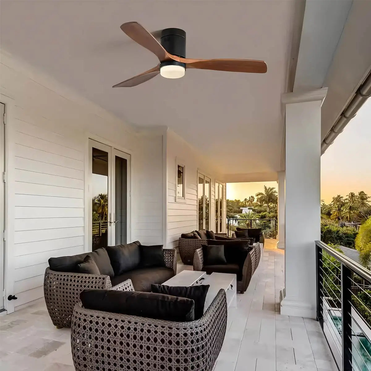 Eloer Mid-century Modern Hugger Ceiling Fan Lamp