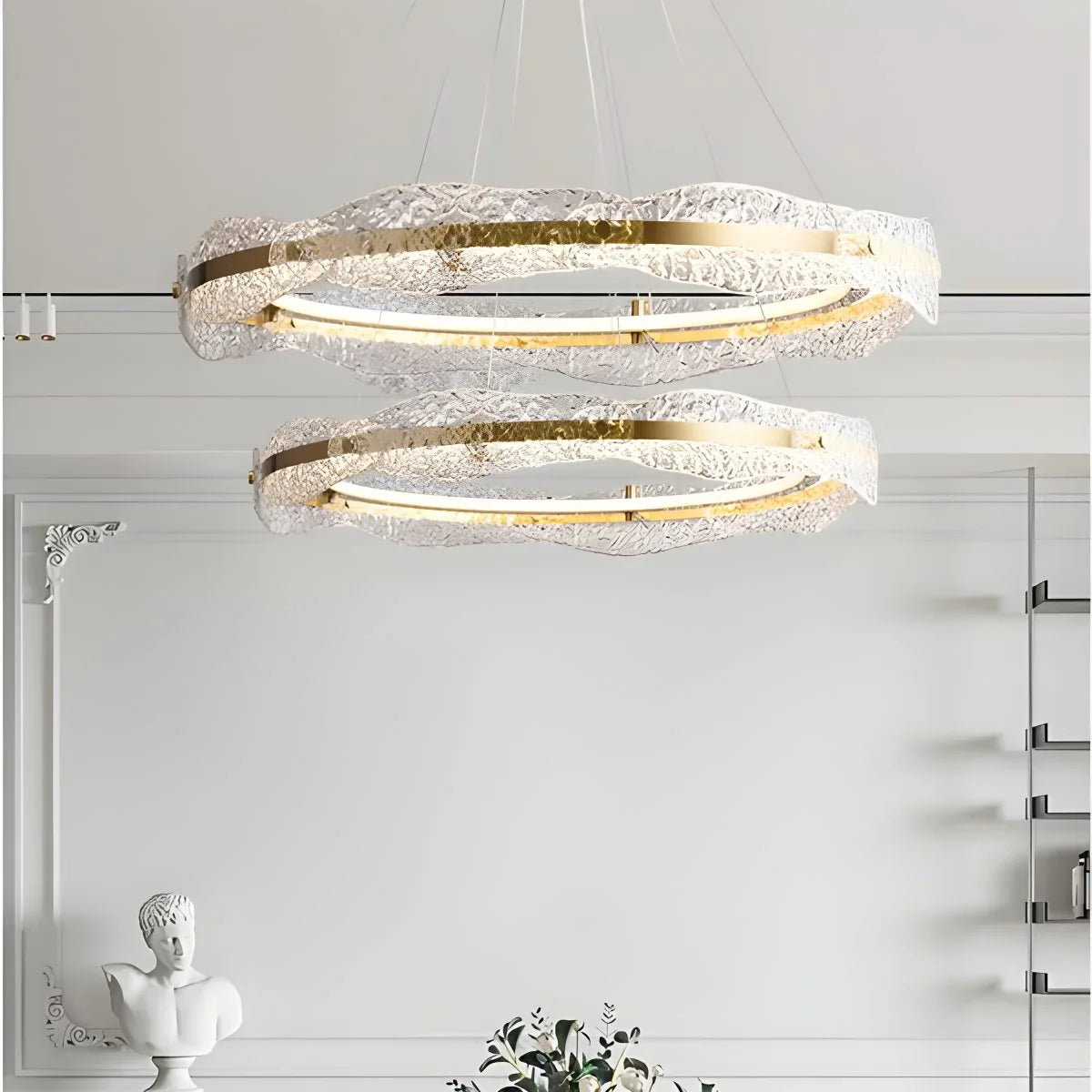 Eloer Water Pattern Glass Chandelier for Living Room