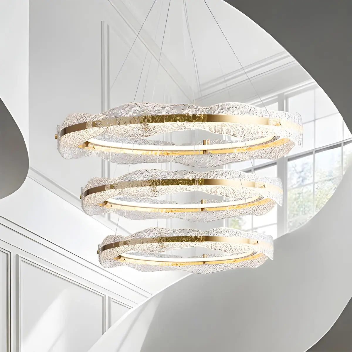 Eloer Water Pattern Glass Chandelier for Living Room