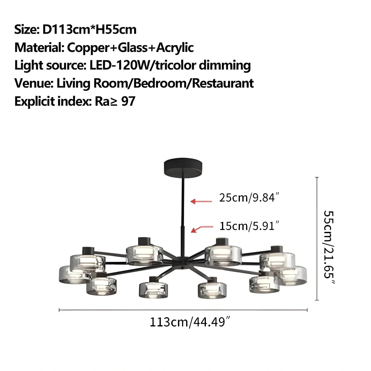 Eloer Light Luxury Creative Glass Chandelier