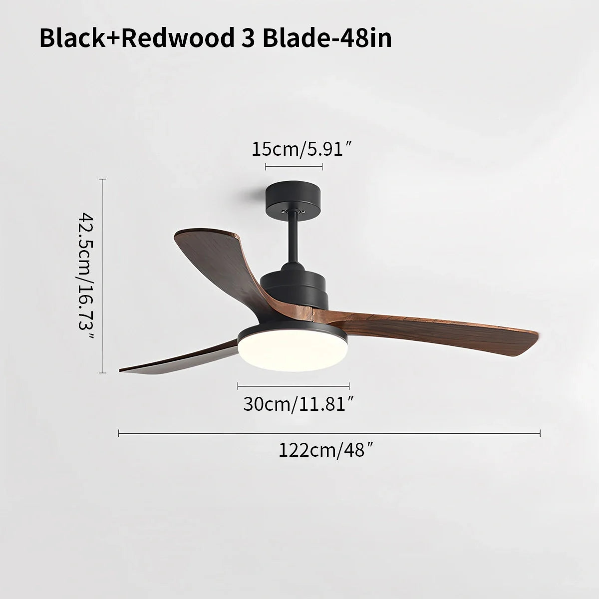 Luvori High Wind Solid Wood Ceiling Fan Light