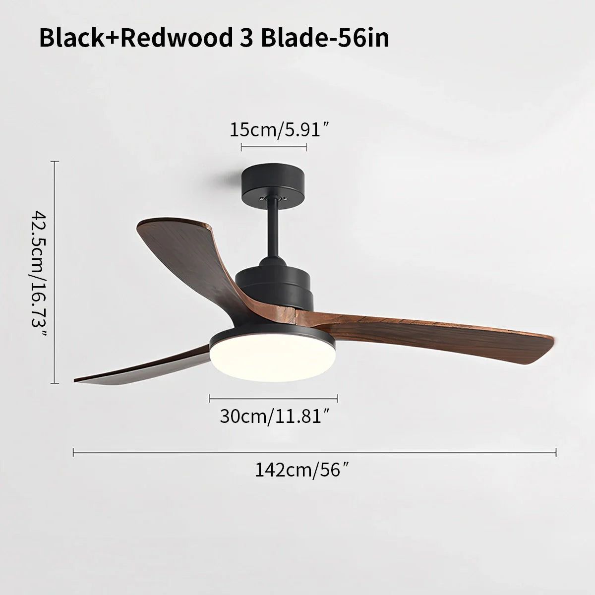Luvori High Wind Solid Wood Ceiling Fan Light