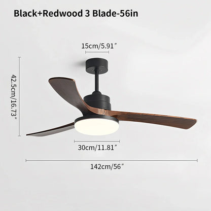 Luvori High Wind Solid Wood Ceiling Fan Light