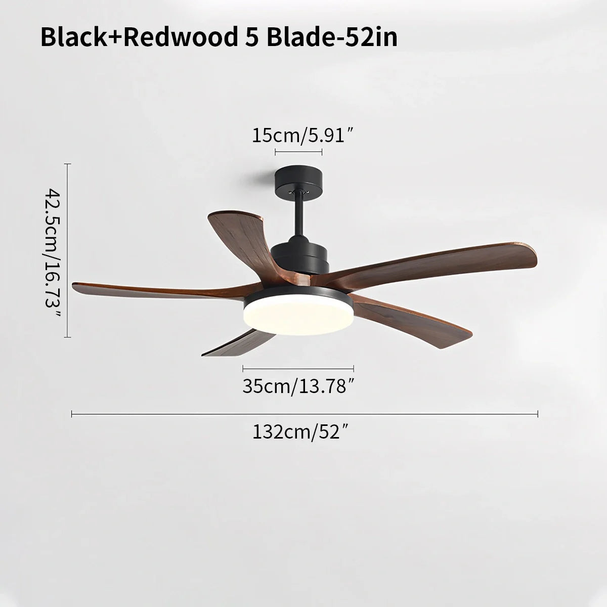 Luvori High Wind Solid Wood Ceiling Fan Light