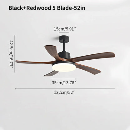 Luvori High Wind Solid Wood Ceiling Fan Light