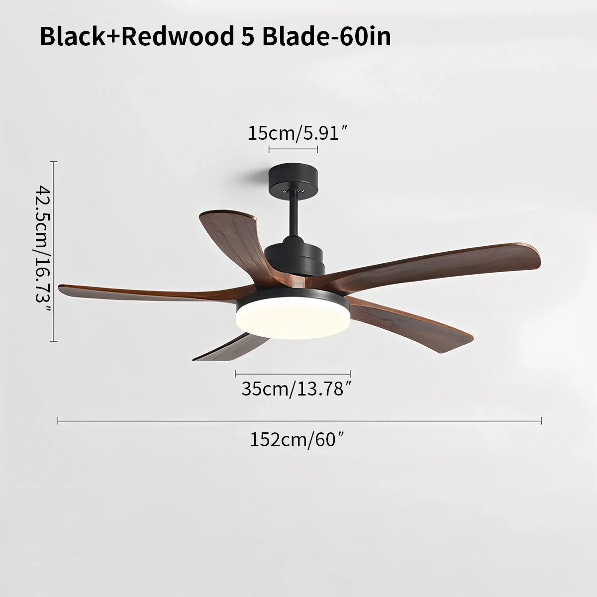 Luvori High Wind Solid Wood Ceiling Fan Light