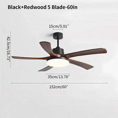 Luvori High Wind Solid Wood Ceiling Fan Light