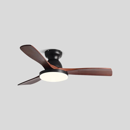 Eloer Vintage 3-leaf Solid Wood Ceiling Fan Lamp