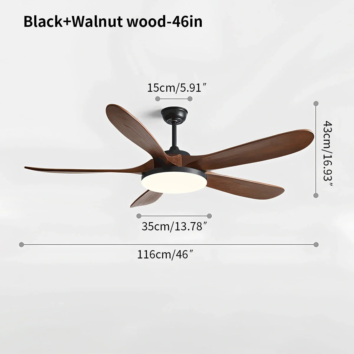 Luvori 5-leaf Solid Wood Ceiling Fan Light