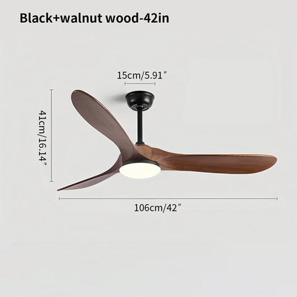 Eloer Nordic Solid Wood Ceiling Fan with Light