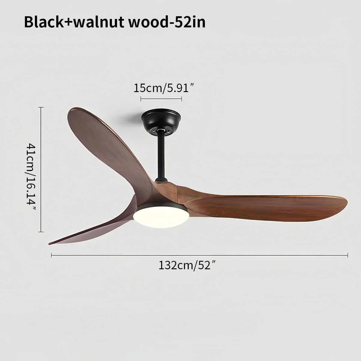 Eloer Nordic Solid Wood Ceiling Fan with Light