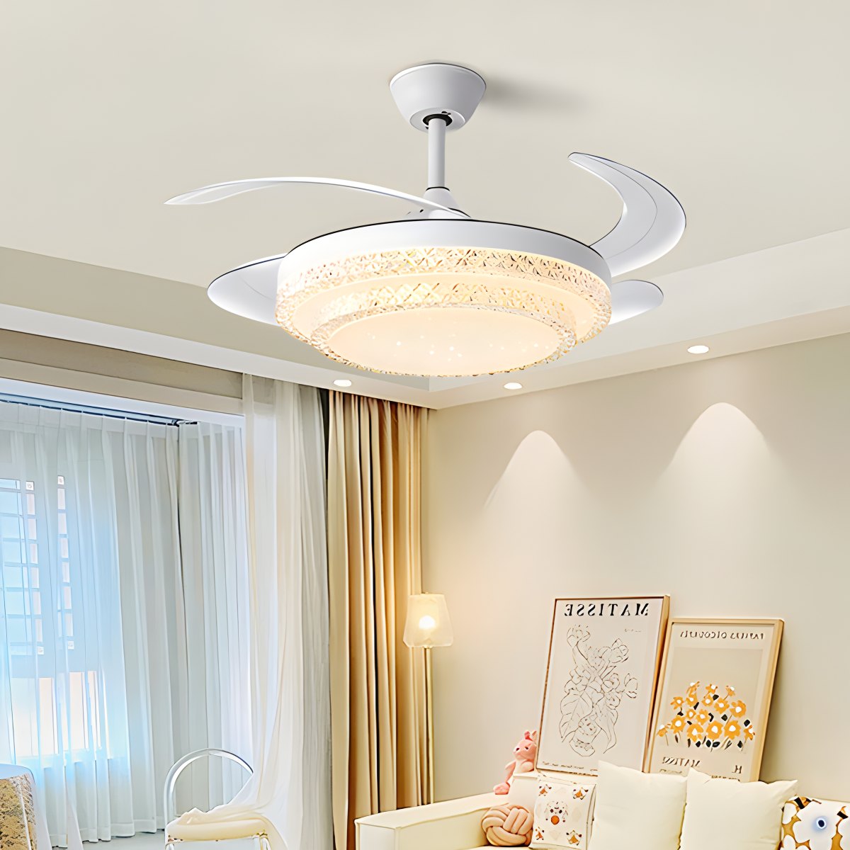 Luvori Dimmable Remote Hugger Ceiling Fan Light