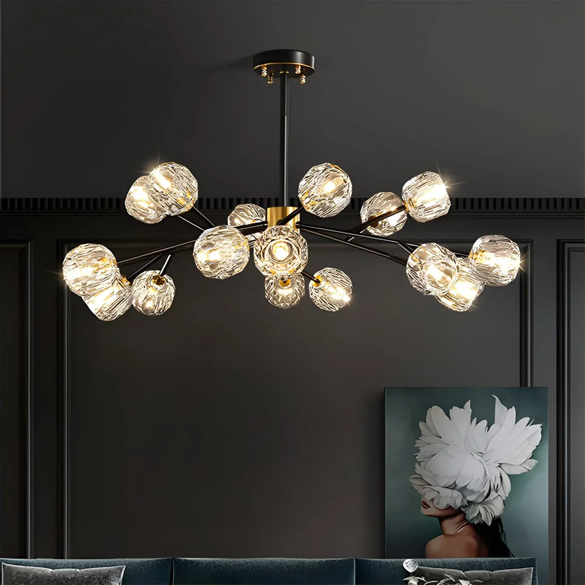 Eloer Crystal Ball Round Cluster Chandelier
