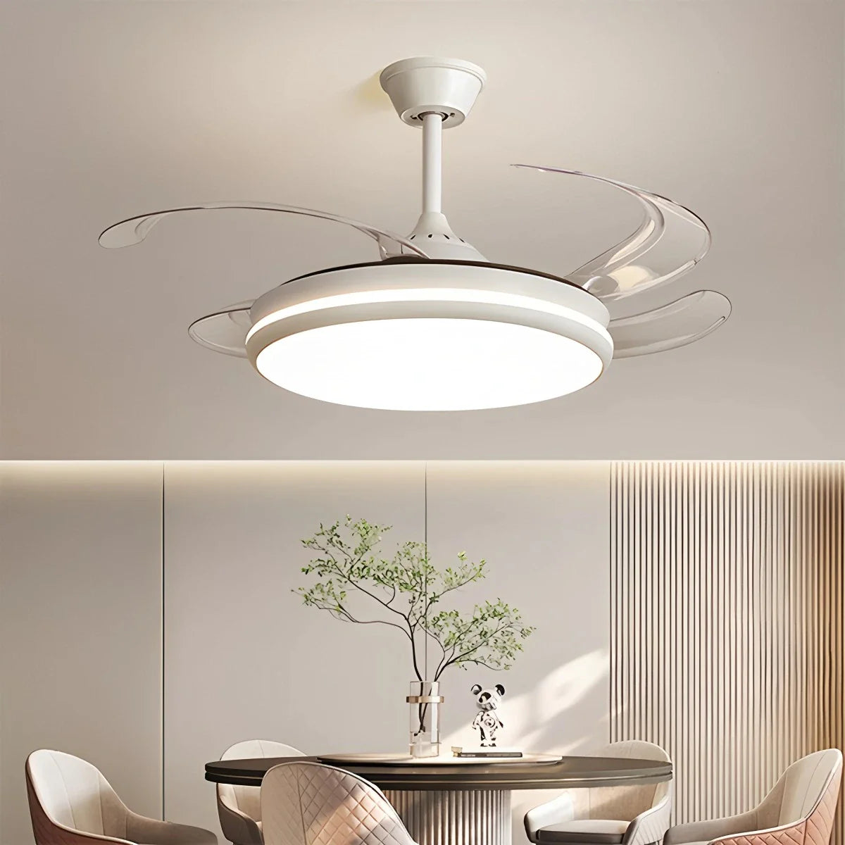 Eloer Modern Remote Ceiling Fan Light with Clear Blades