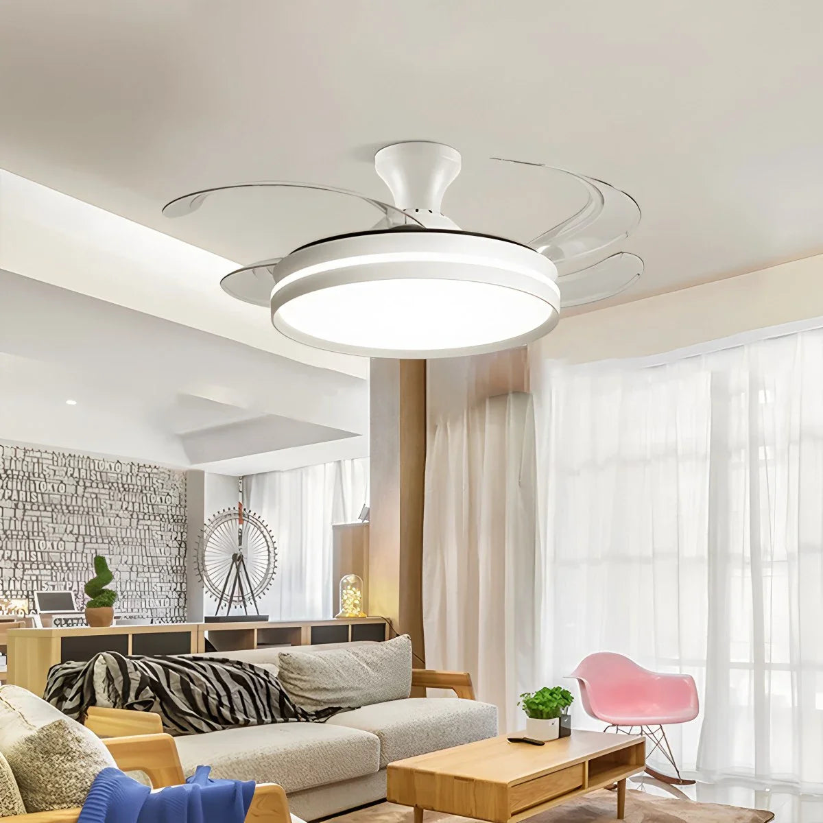 Eloer Modern Silent Remote Control Ceiling Fan with Light