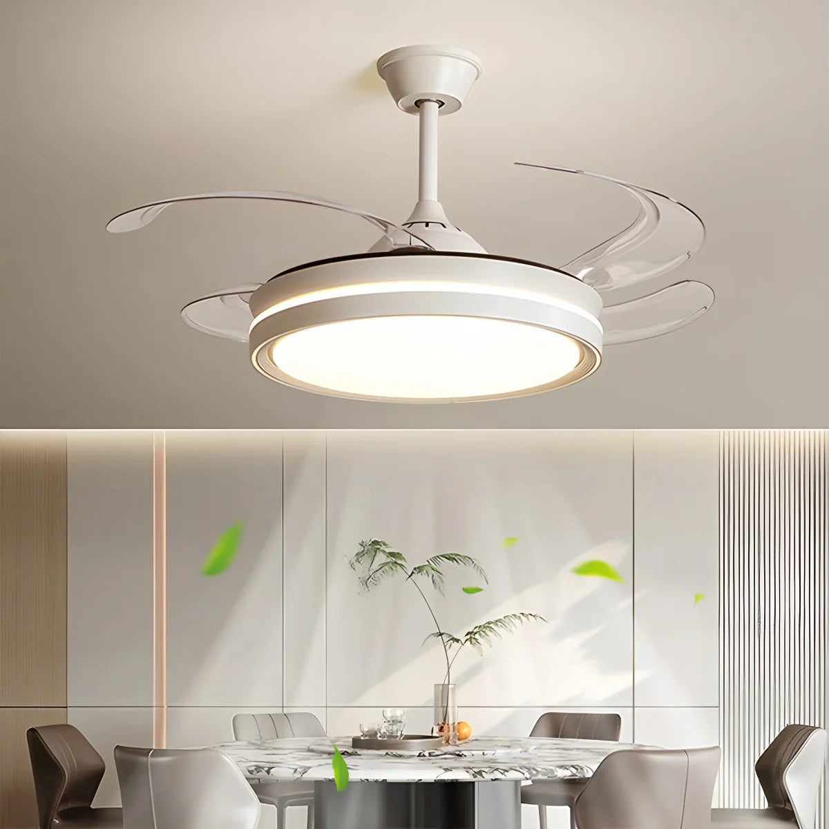 Eloer Modern Silent Remote Control Ceiling Fan with Light