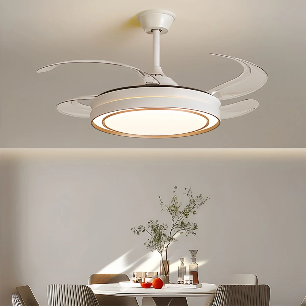 Eloer Modern Round Ceiling Fan Light with Remote Control