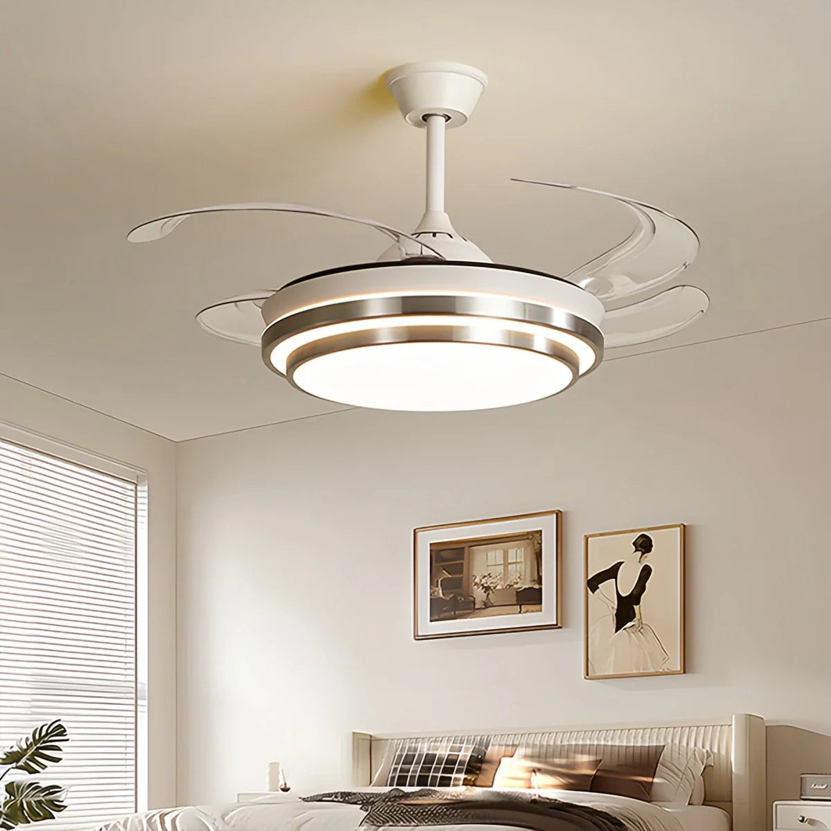 Eloer Modern White Ceiling Fan with Light