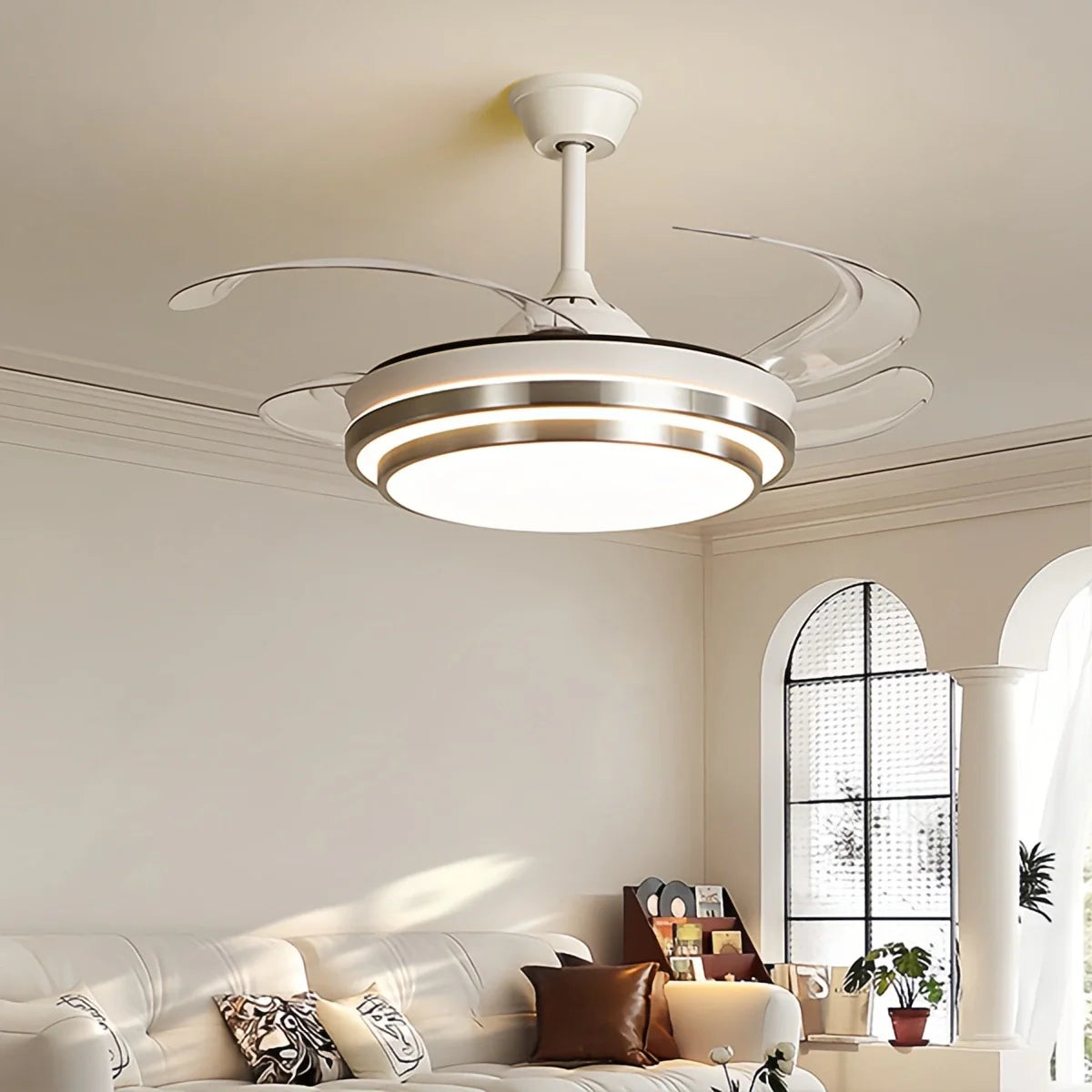 Eloer Modern White Ceiling Fan with Light