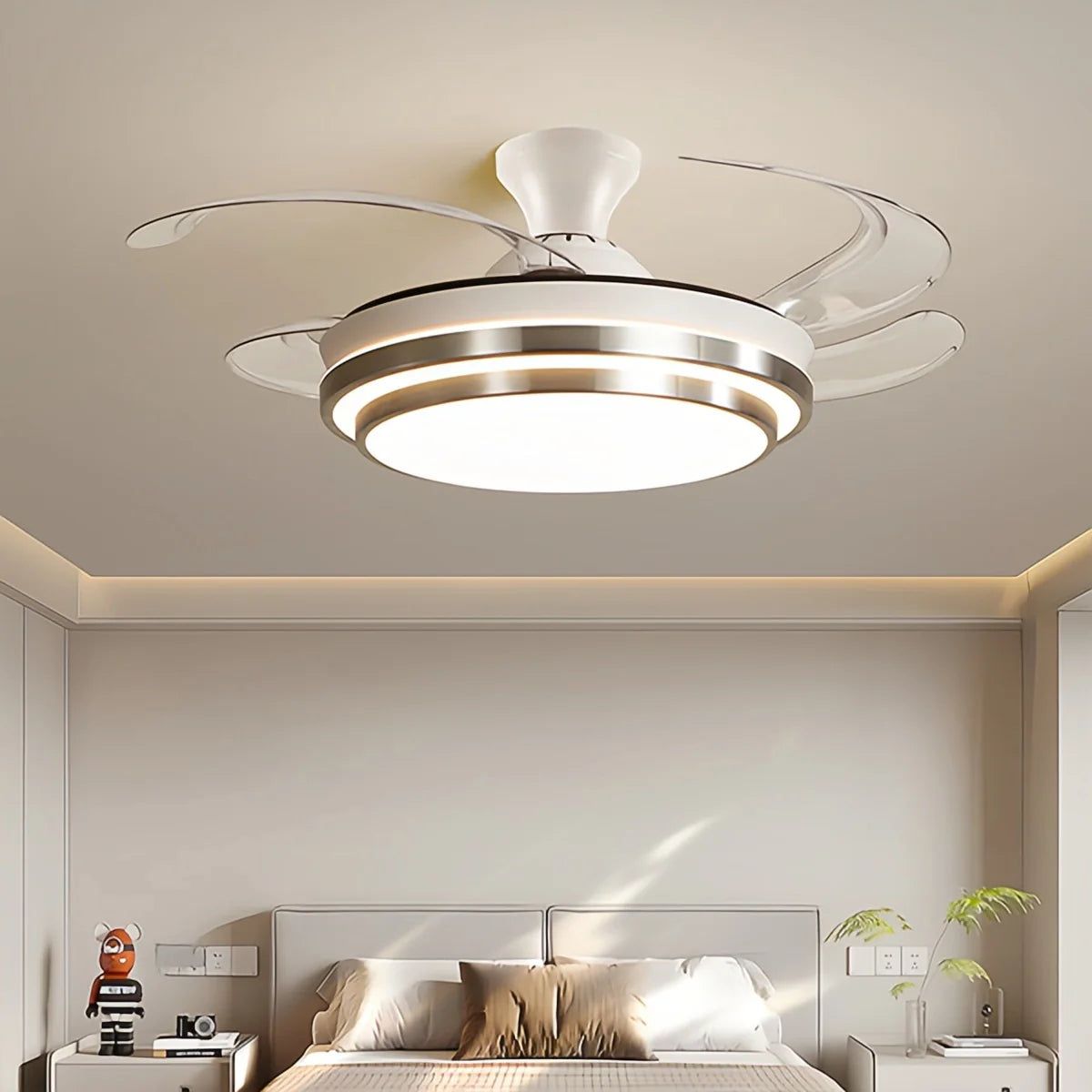 Eloer Modern White Ceiling Fan with Light
