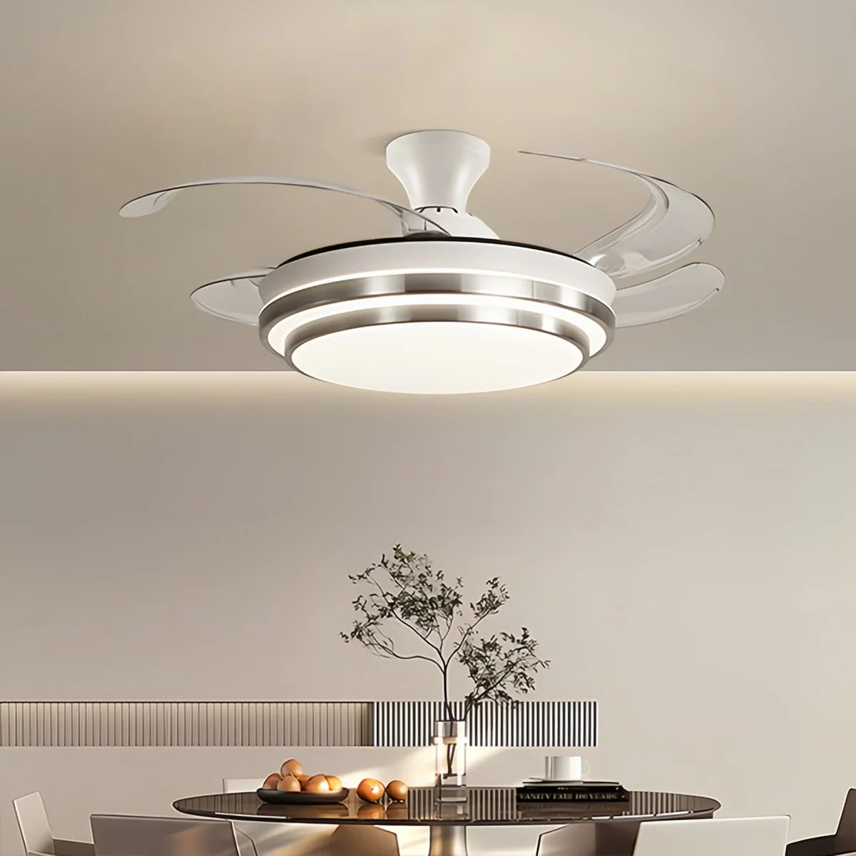 Eloer Modern White Ceiling Fan with Light