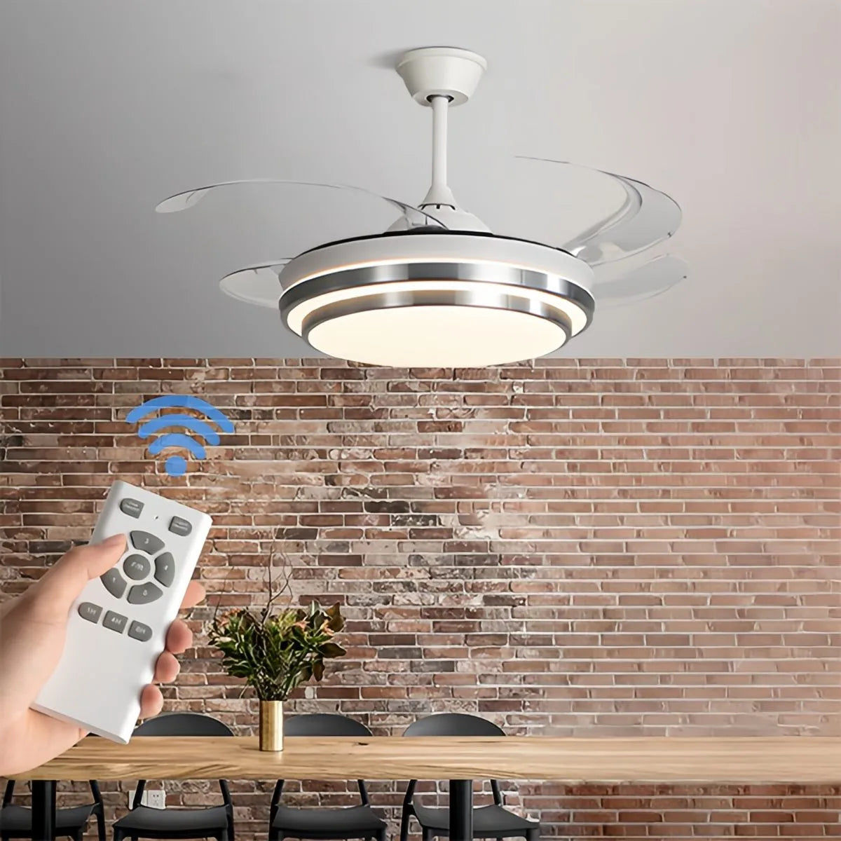 Eloer Modern White Ceiling Fan with Light