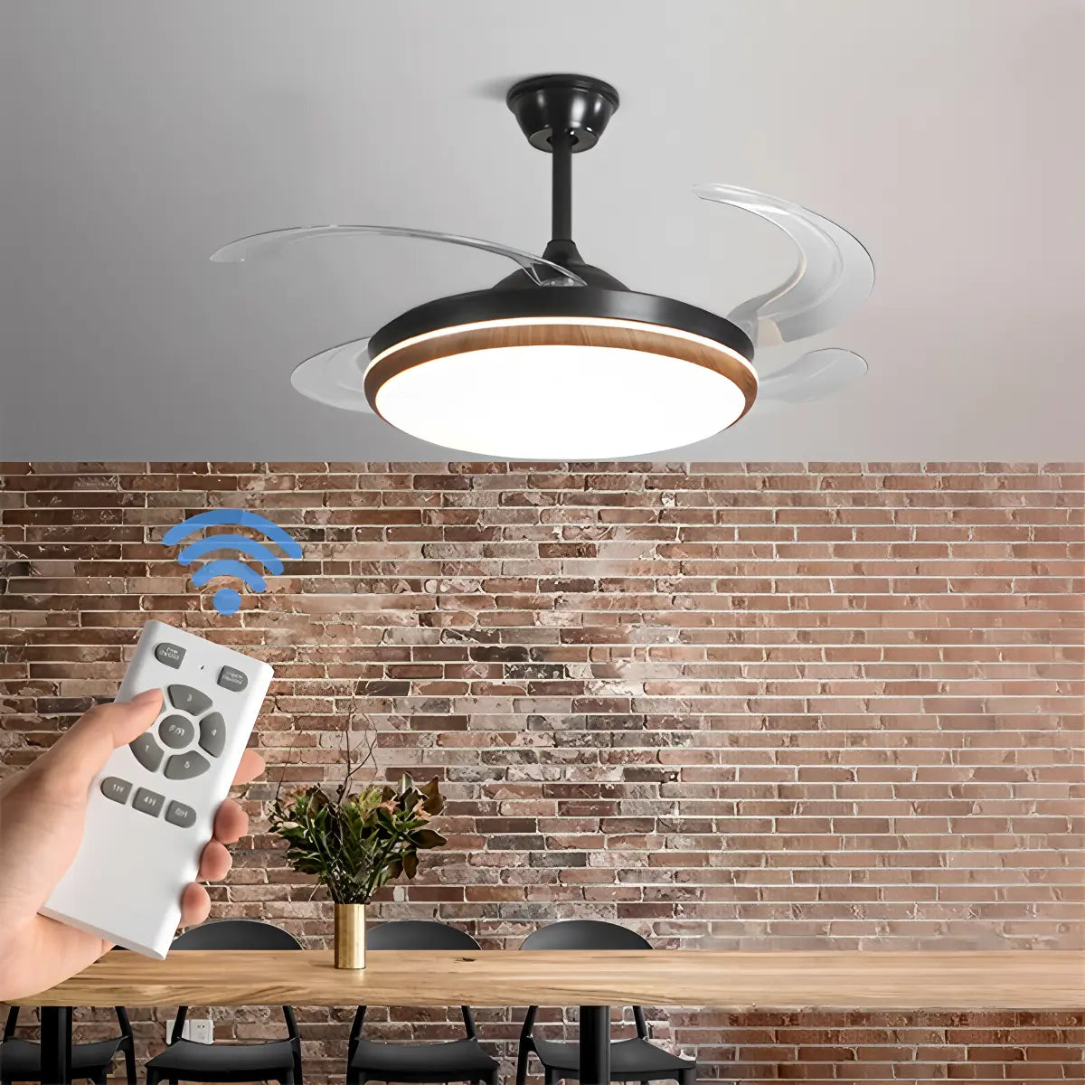 Eloer Retractable Blade Ceiling Fan with Light