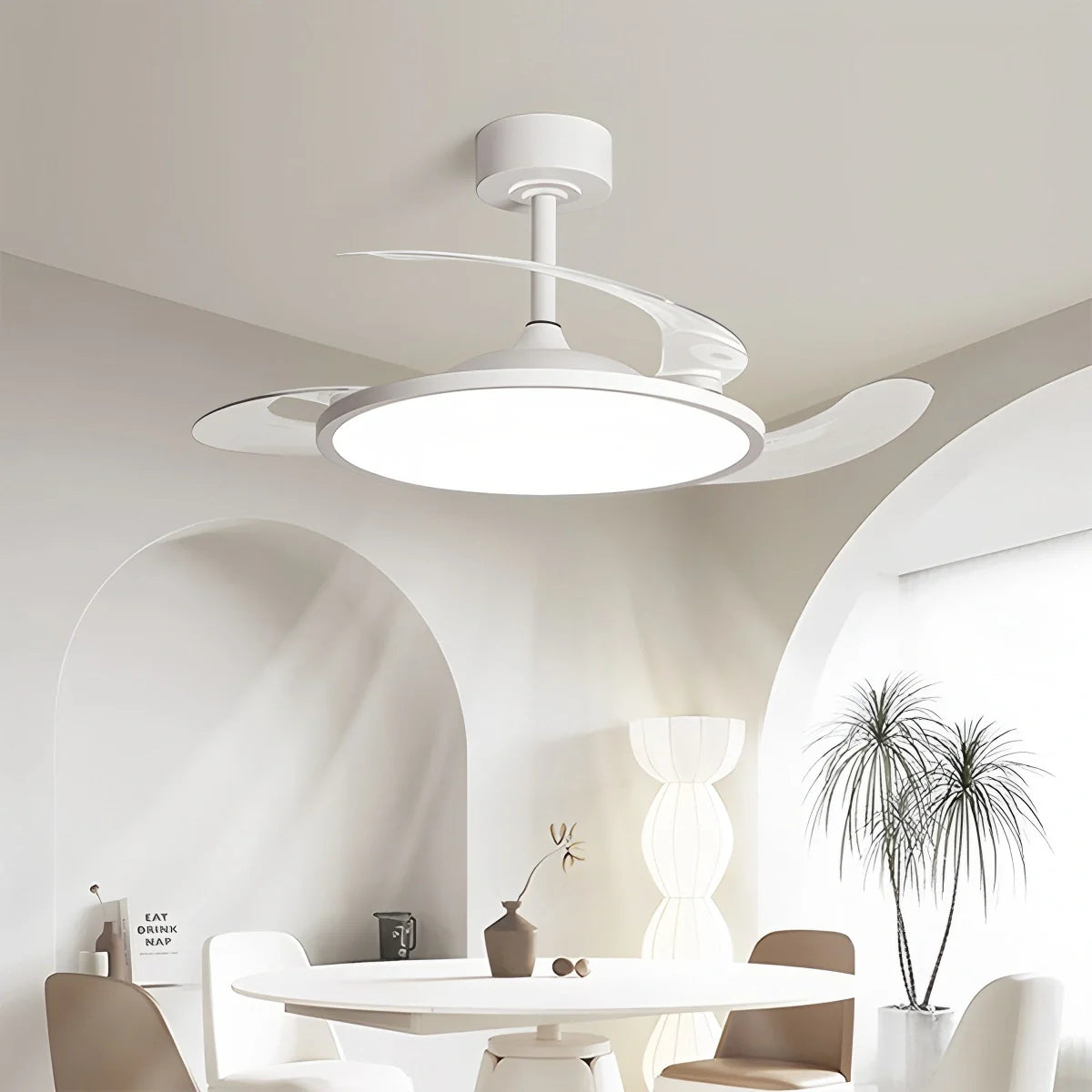 Eloer Silent Remote Control White Ceiling Fan Light