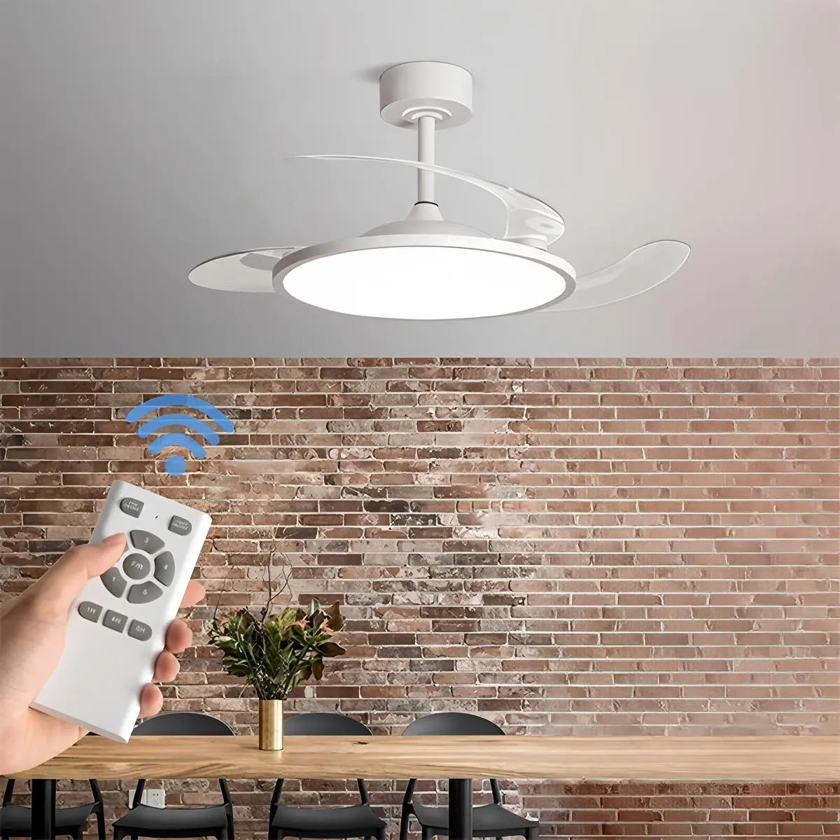 Eloer Silent Remote Control White Ceiling Fan Light