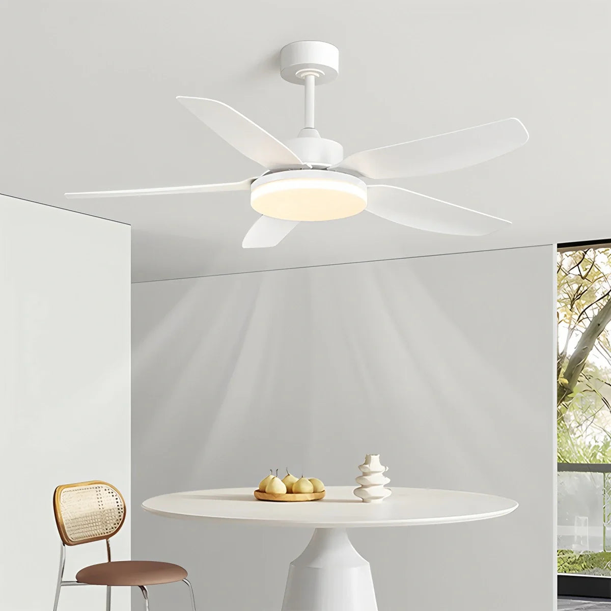 Eloer White Remote Control Ceiling Fan Light