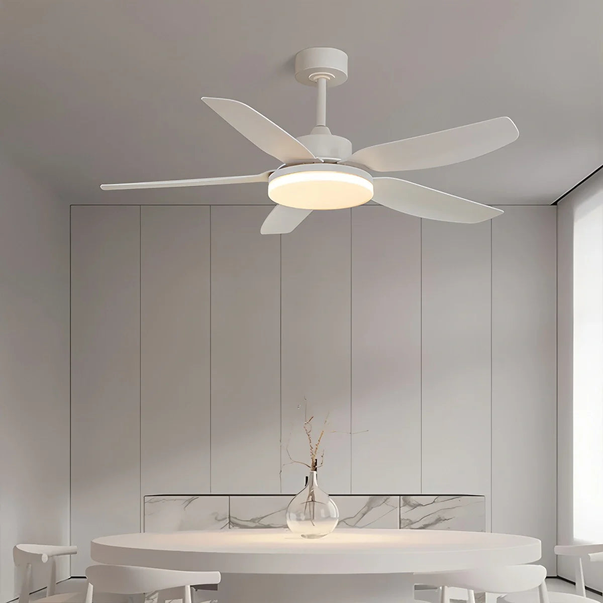 Eloer White Remote Control Ceiling Fan Light