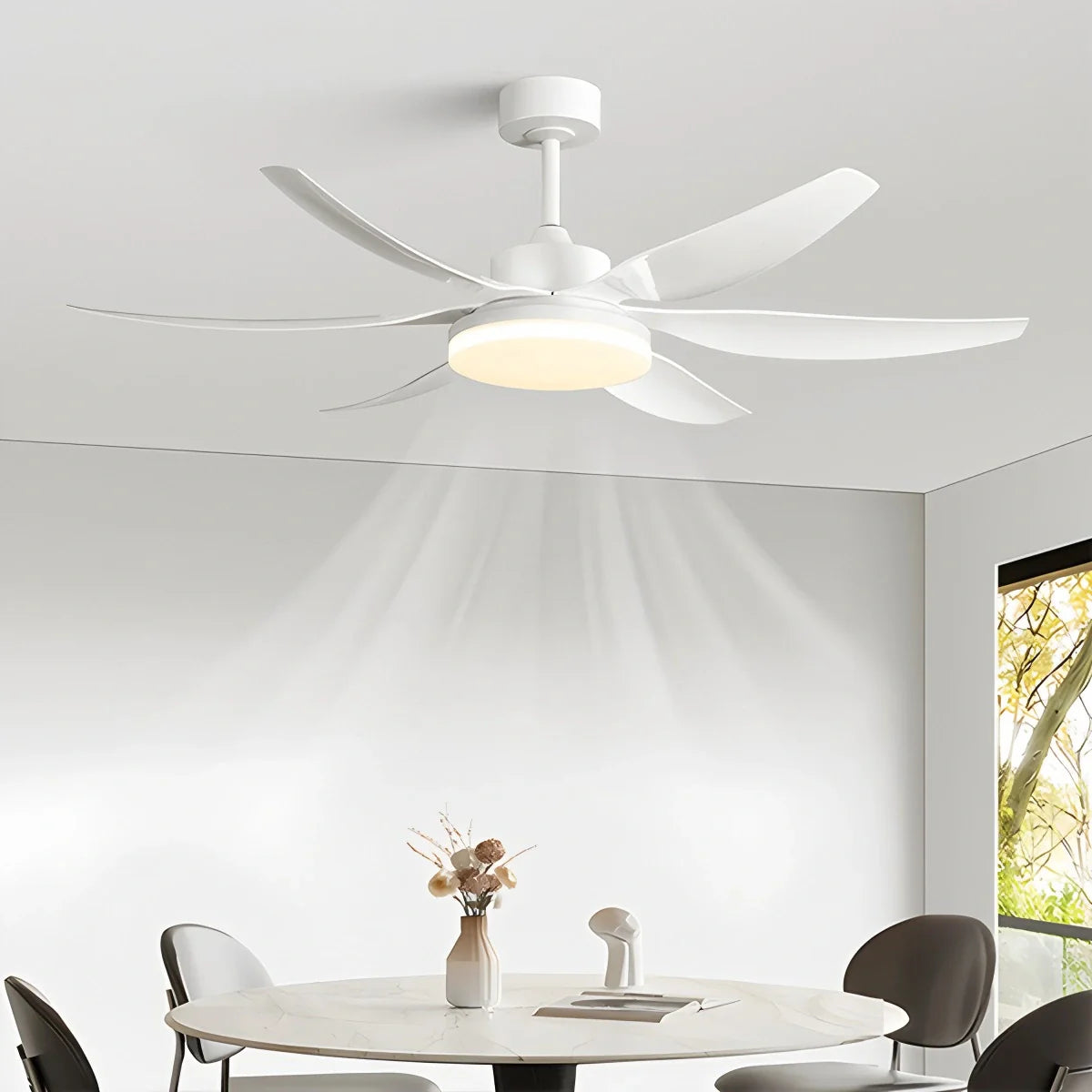 Eloer Nordic Style LED 6-Blade Ceiling Fan with Light