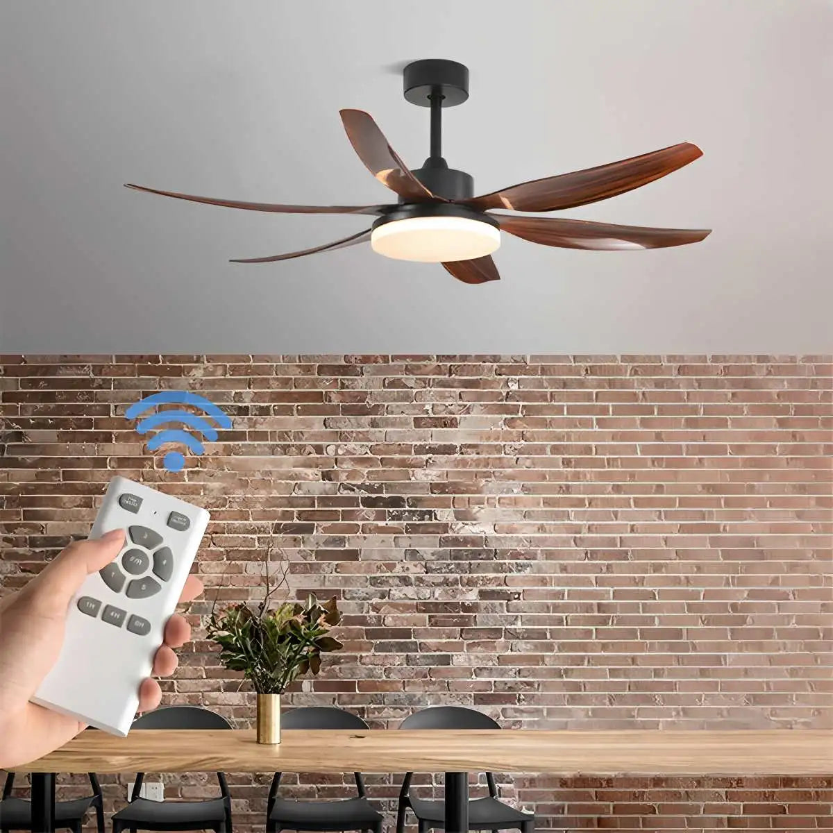 Eloer Nordic Style LED 6-Blade Ceiling Fan with Light