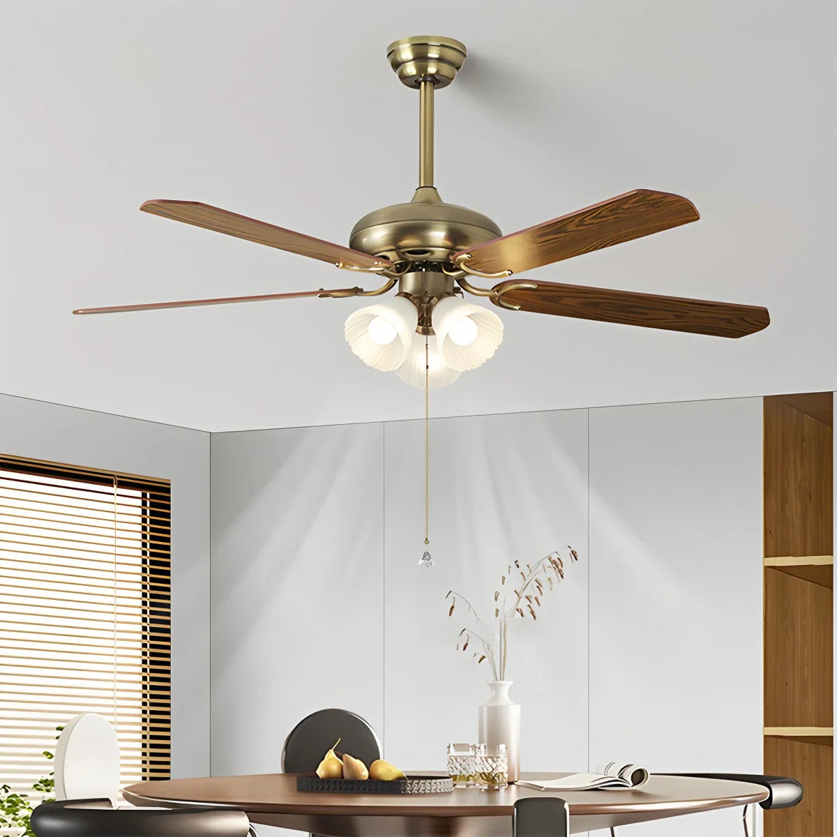 Eloer American Retro Ceiling Fan Light for Dining Room