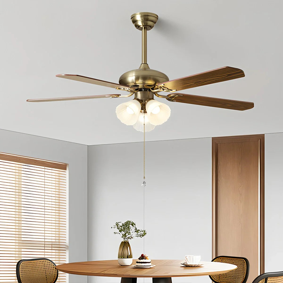 Eloer American Retro Ceiling Fan Light for Dining Room