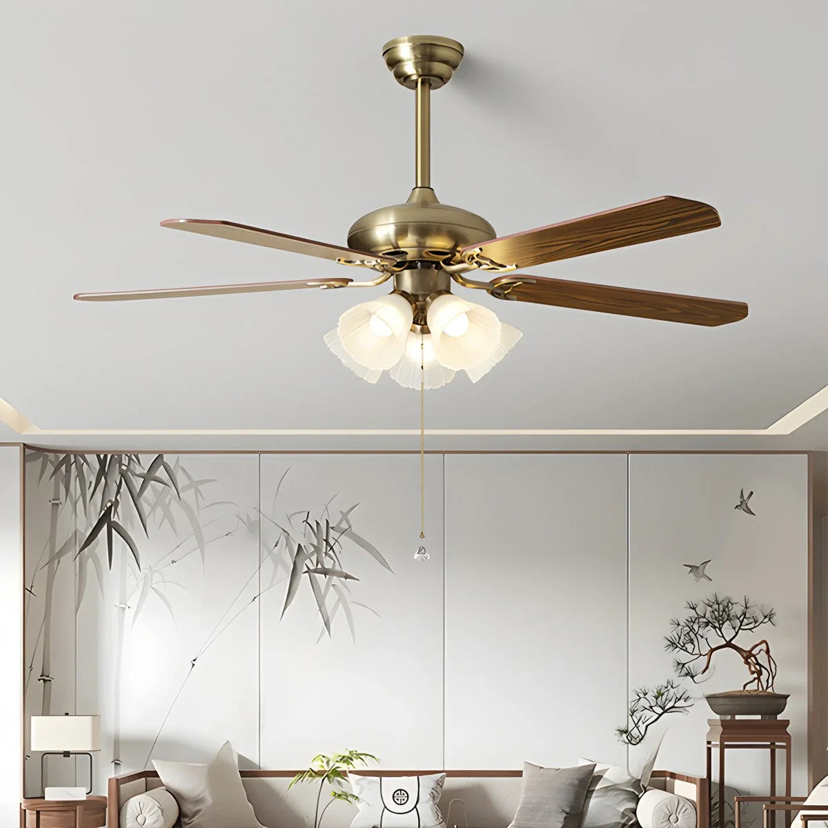 Eloer American Retro Ceiling Fan Light for Dining Room
