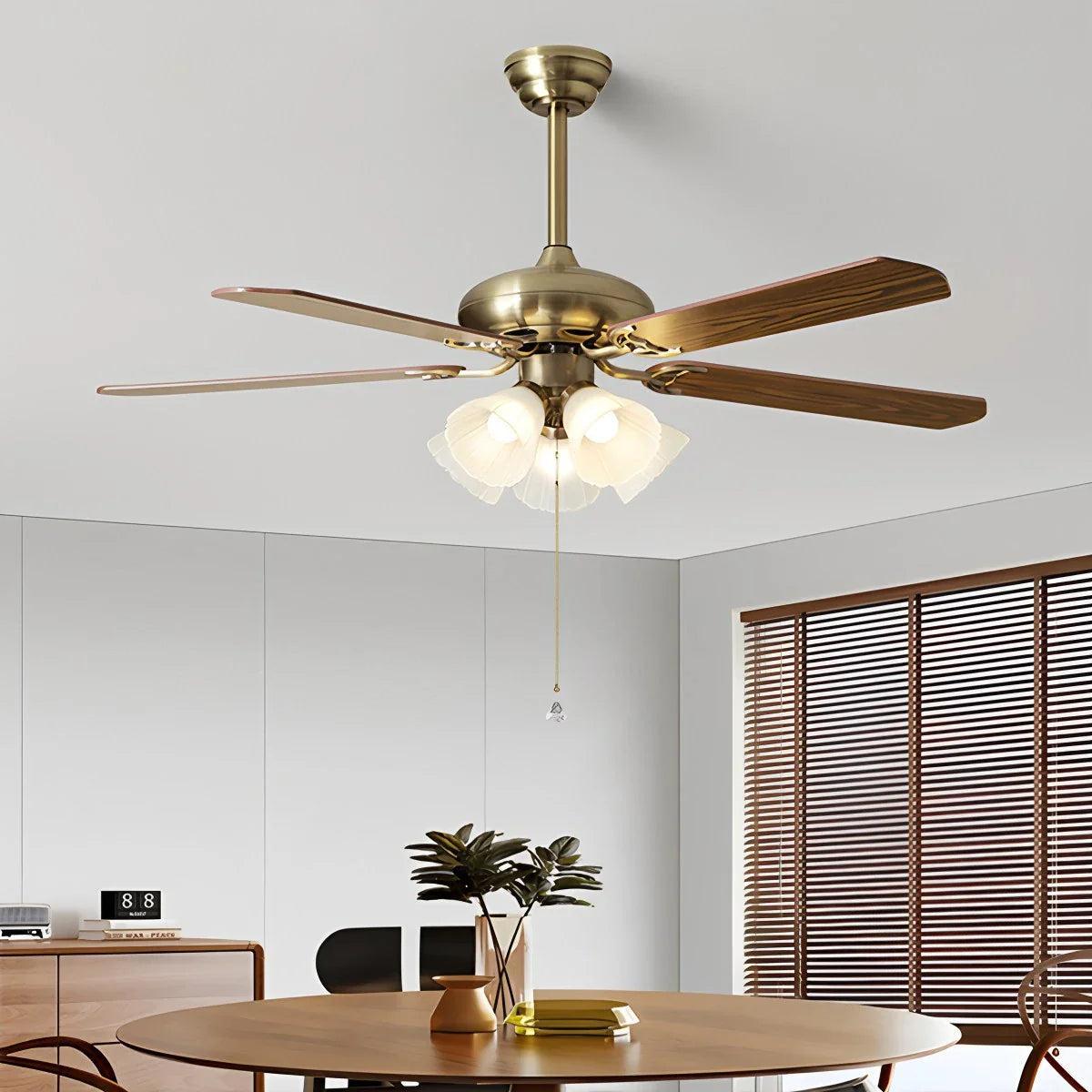 Eloer American Retro Ceiling Fan Light for Dining Room