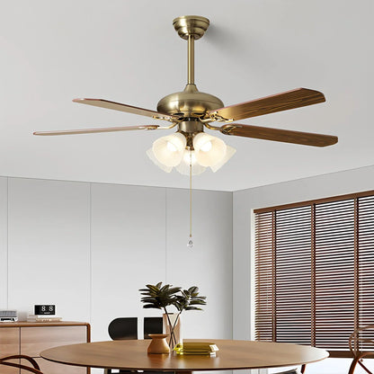 Eloer American Retro Ceiling Fan Light for Dining Room